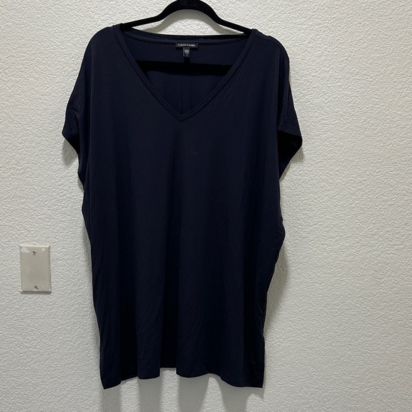 Eileen Fisher Tops - Eileen Fisher Navy V-Neck Short Sleeve Top